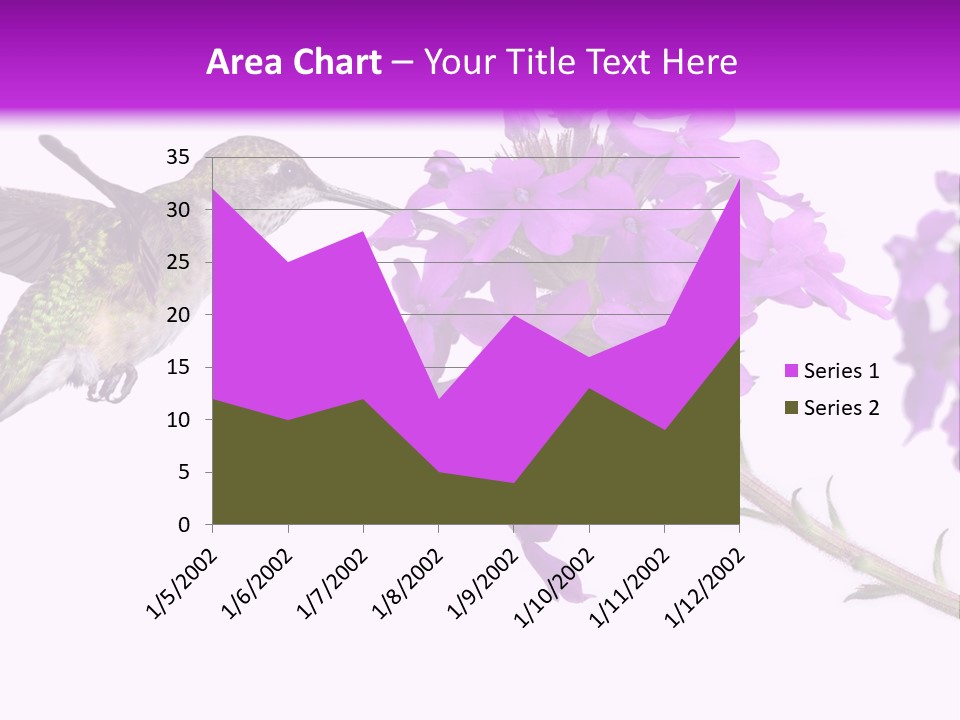 A Hummingbird Flying Over A Purple Flower PowerPoint Template