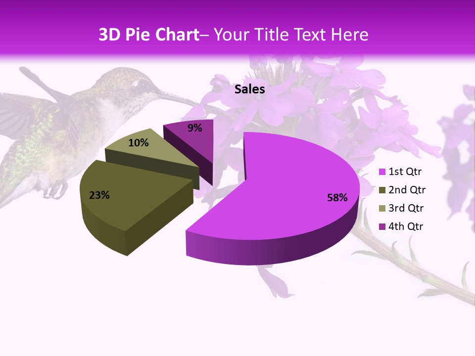 A Hummingbird Flying Over A Purple Flower PowerPoint Template