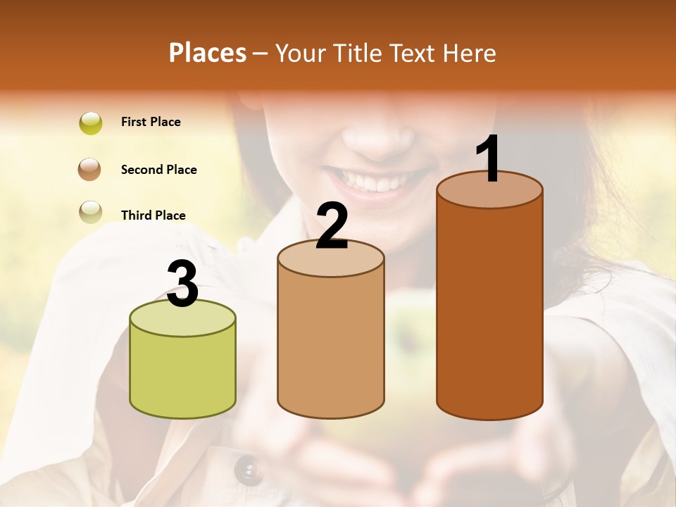 A Woman Holding A Green Apple In Her Hand PowerPoint Template