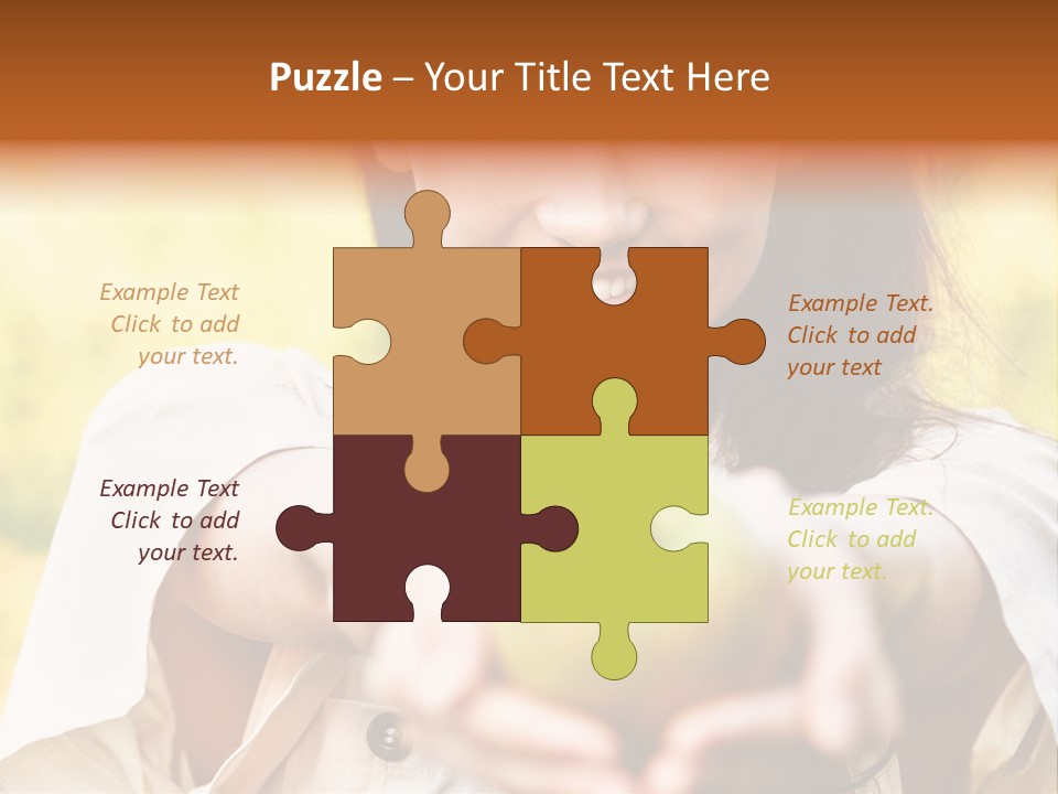 A Woman Holding A Green Apple In Her Hand PowerPoint Template