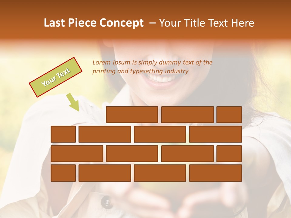 A Woman Holding A Green Apple In Her Hand PowerPoint Template