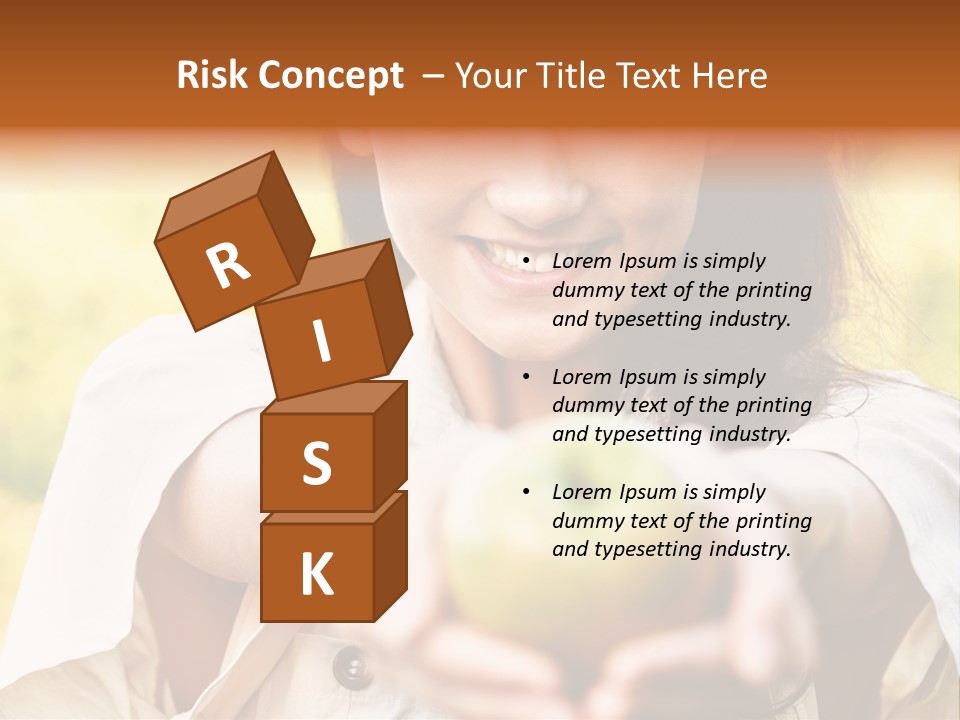 A Woman Holding A Green Apple In Her Hand PowerPoint Template