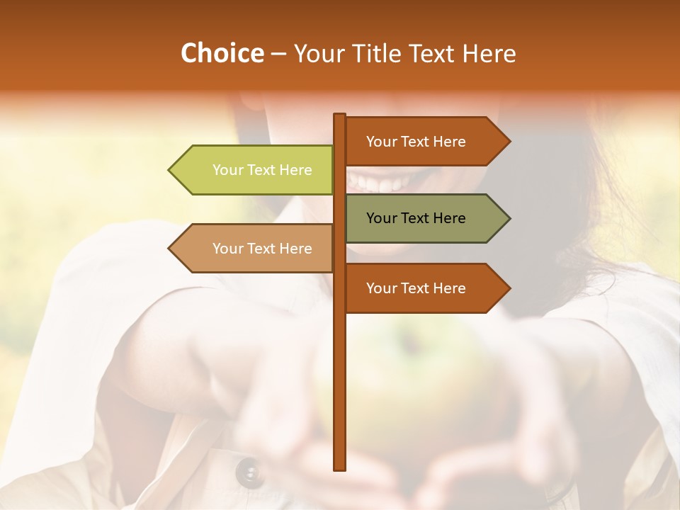 A Woman Holding A Green Apple In Her Hand PowerPoint Template