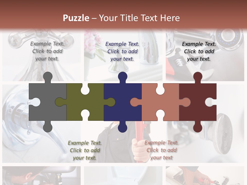 A Man Holding A Wrench In Front Of A Sink PowerPoint Template