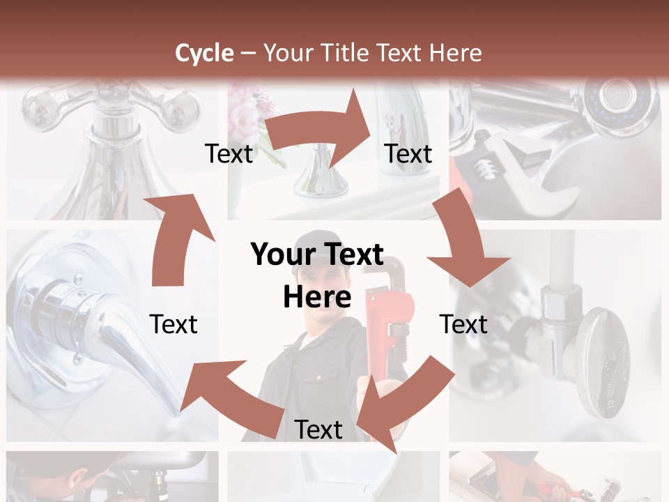 A Man Holding A Wrench In Front Of A Sink PowerPoint Template