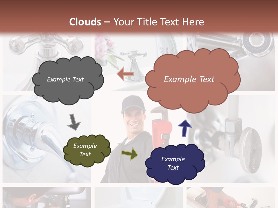 A Man Holding A Wrench In Front Of A Sink PowerPoint Template
