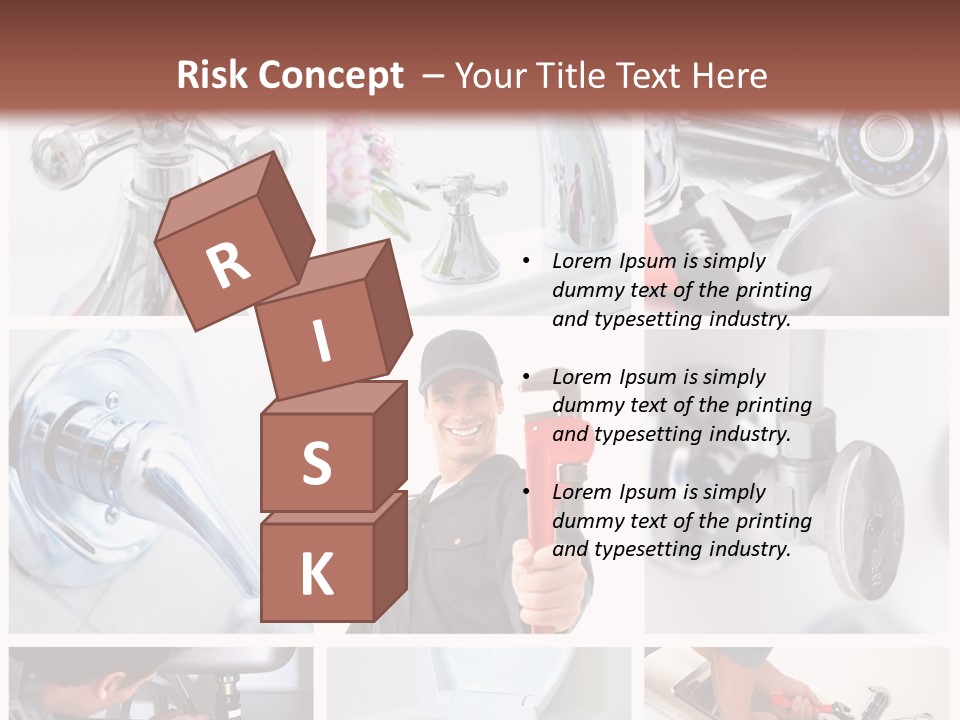 A Man Holding A Wrench In Front Of A Sink PowerPoint Template