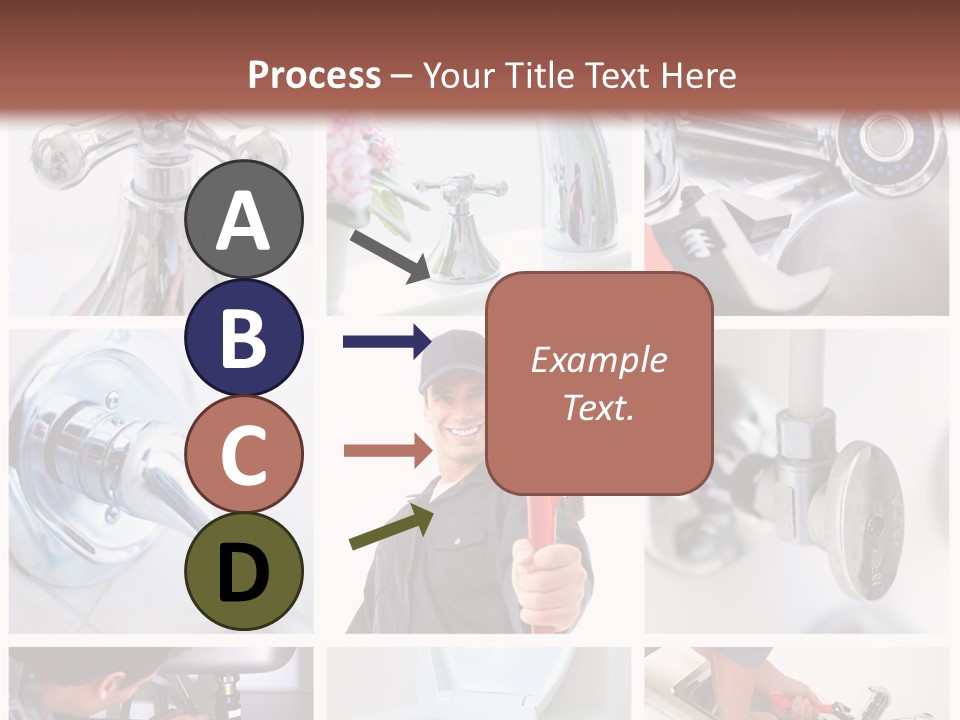 A Man Holding A Wrench In Front Of A Sink PowerPoint Template