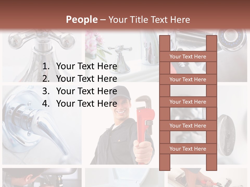 A Man Holding A Wrench In Front Of A Sink PowerPoint Template