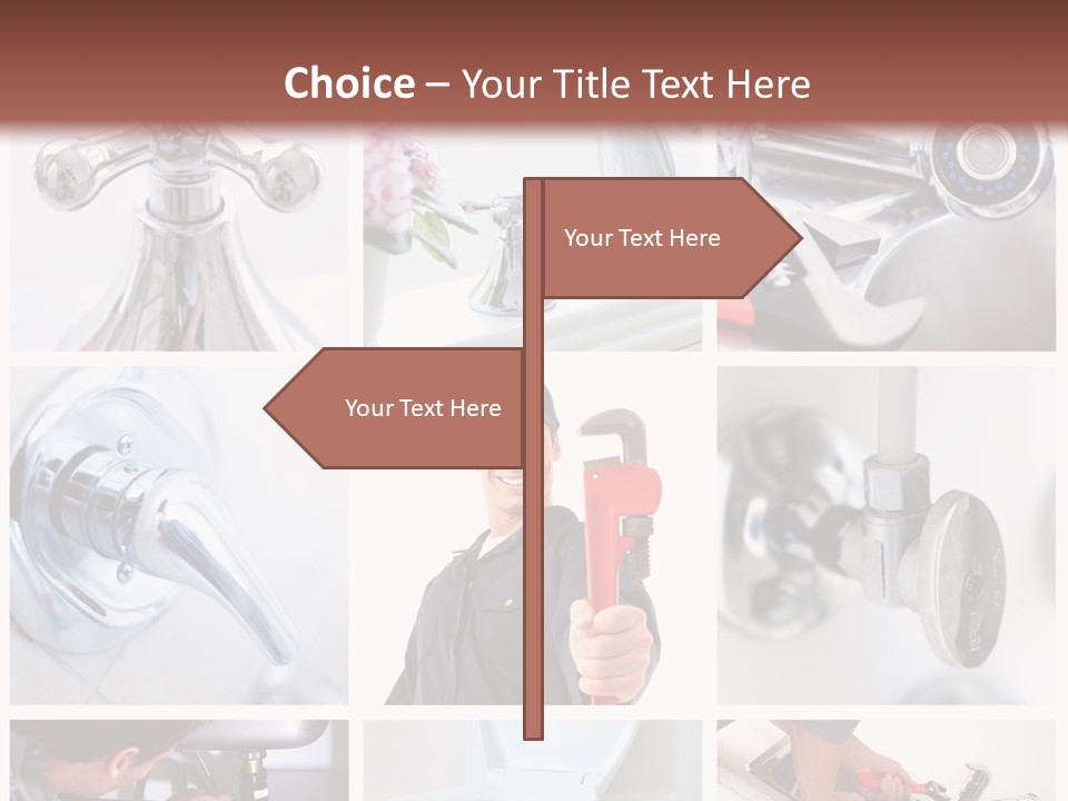 A Man Holding A Wrench In Front Of A Sink PowerPoint Template