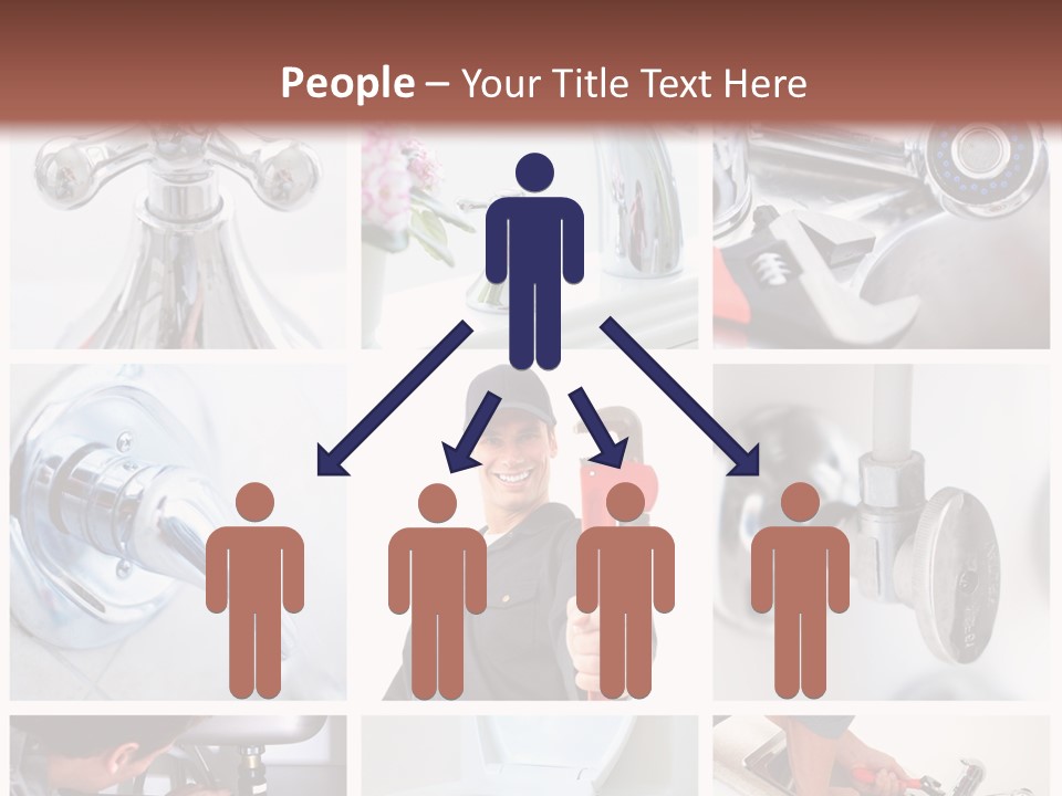 A Man Holding A Wrench In Front Of A Sink PowerPoint Template