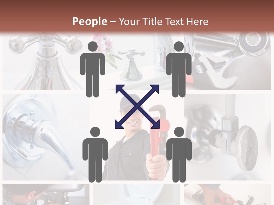 A Man Holding A Wrench In Front Of A Sink PowerPoint Template