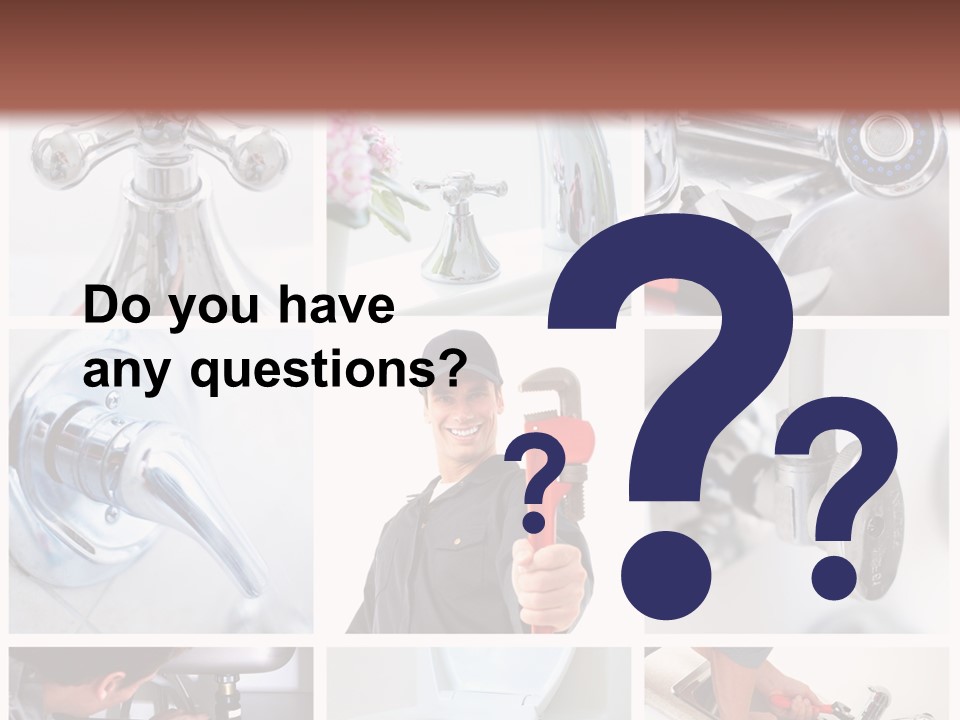 A Man Holding A Wrench In Front Of A Sink PowerPoint Template