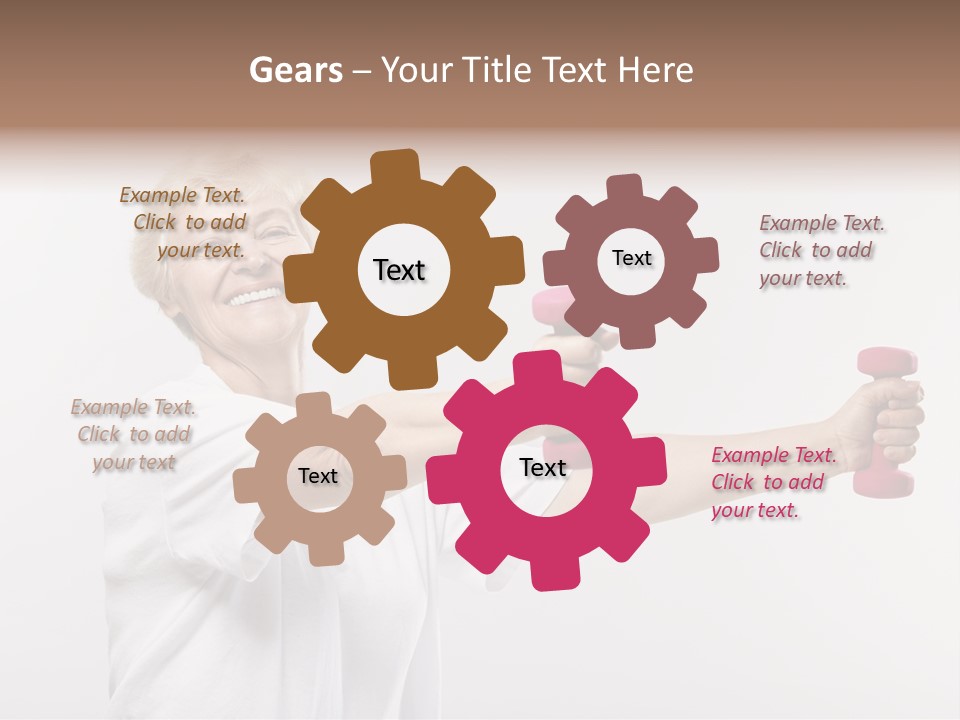 A Woman Holding Two Pink Dumbs In Her Hands PowerPoint Template