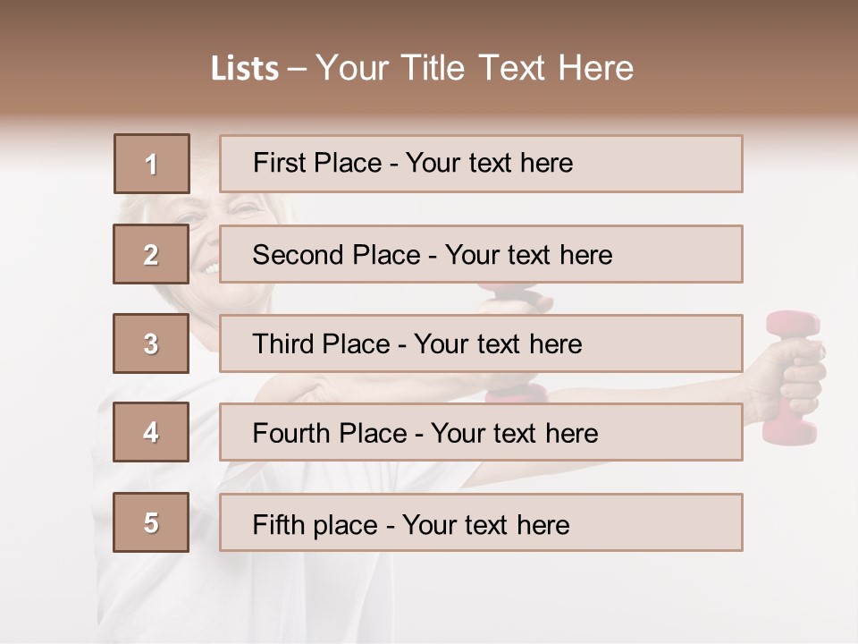 A Woman Holding Two Pink Dumbs In Her Hands PowerPoint Template