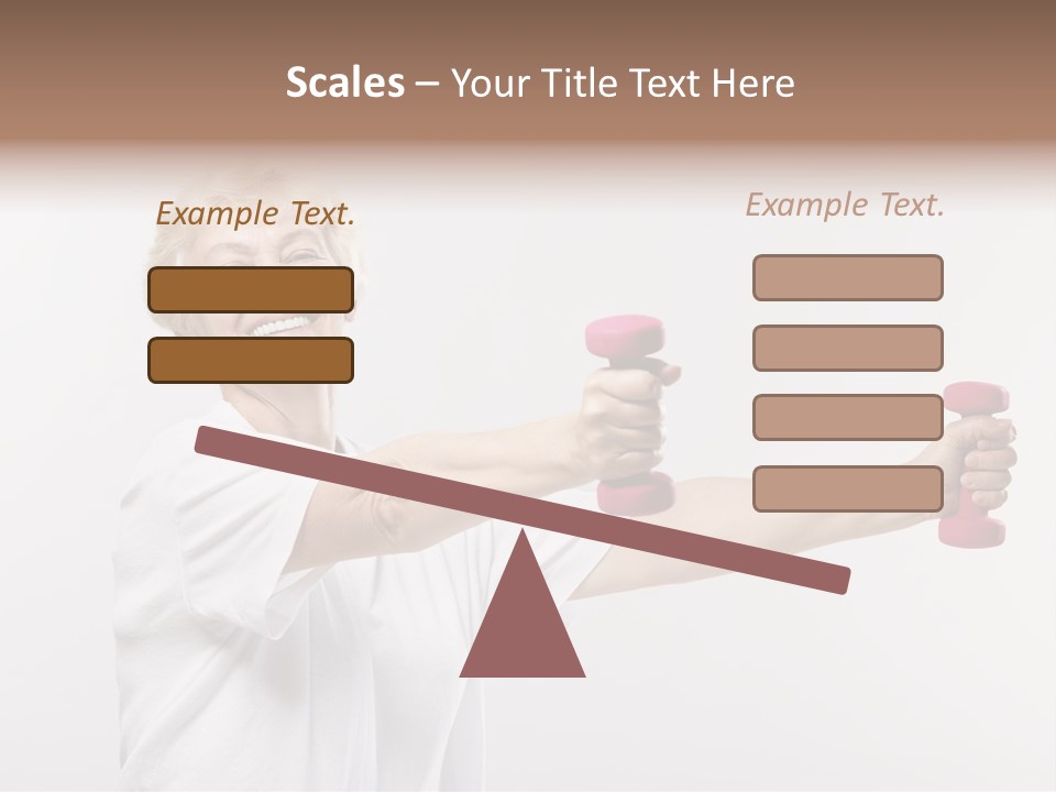 A Woman Holding Two Pink Dumbs In Her Hands PowerPoint Template