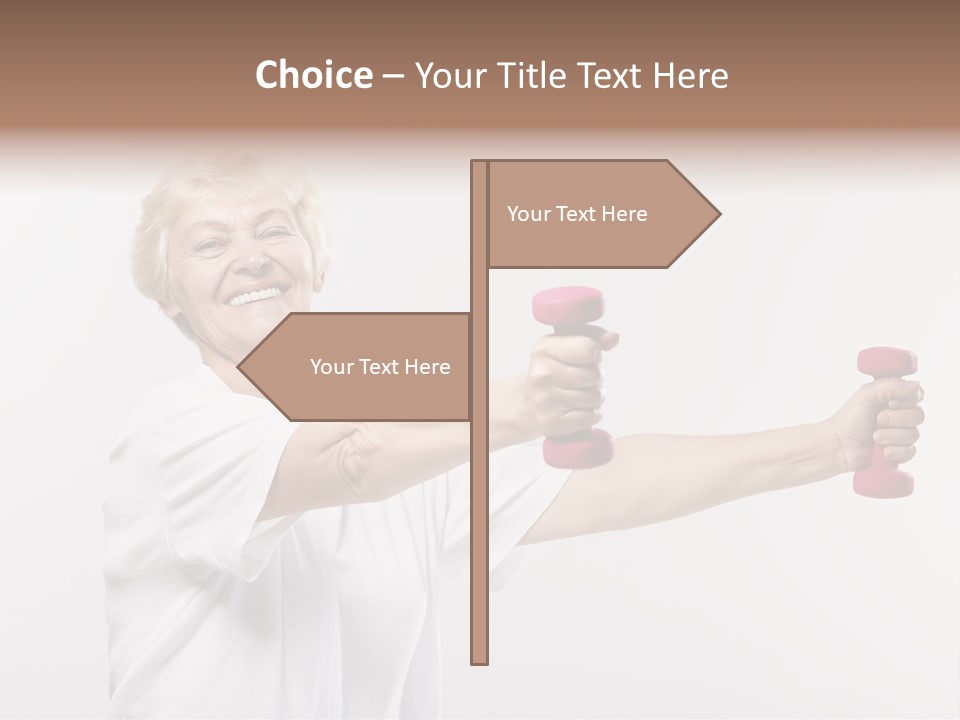 A Woman Holding Two Pink Dumbs In Her Hands PowerPoint Template