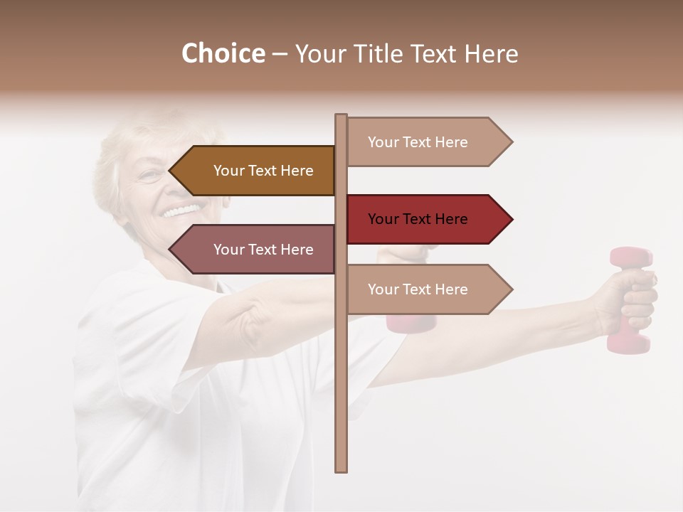 A Woman Holding Two Pink Dumbs In Her Hands PowerPoint Template