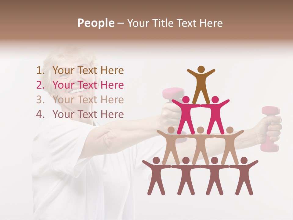 A Woman Holding Two Pink Dumbs In Her Hands PowerPoint Template