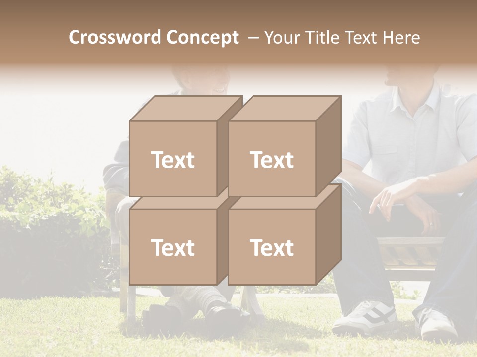 A Couple Of Men Sitting On Top Of A Bench PowerPoint Template