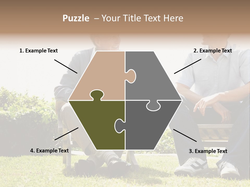 A Couple Of Men Sitting On Top Of A Bench PowerPoint Template