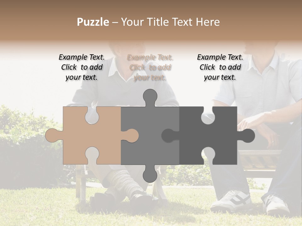 A Couple Of Men Sitting On Top Of A Bench PowerPoint Template