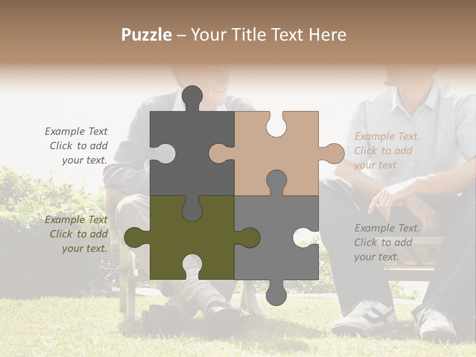 A Couple Of Men Sitting On Top Of A Bench PowerPoint Template