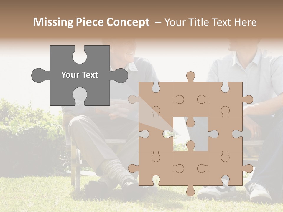 A Couple Of Men Sitting On Top Of A Bench PowerPoint Template