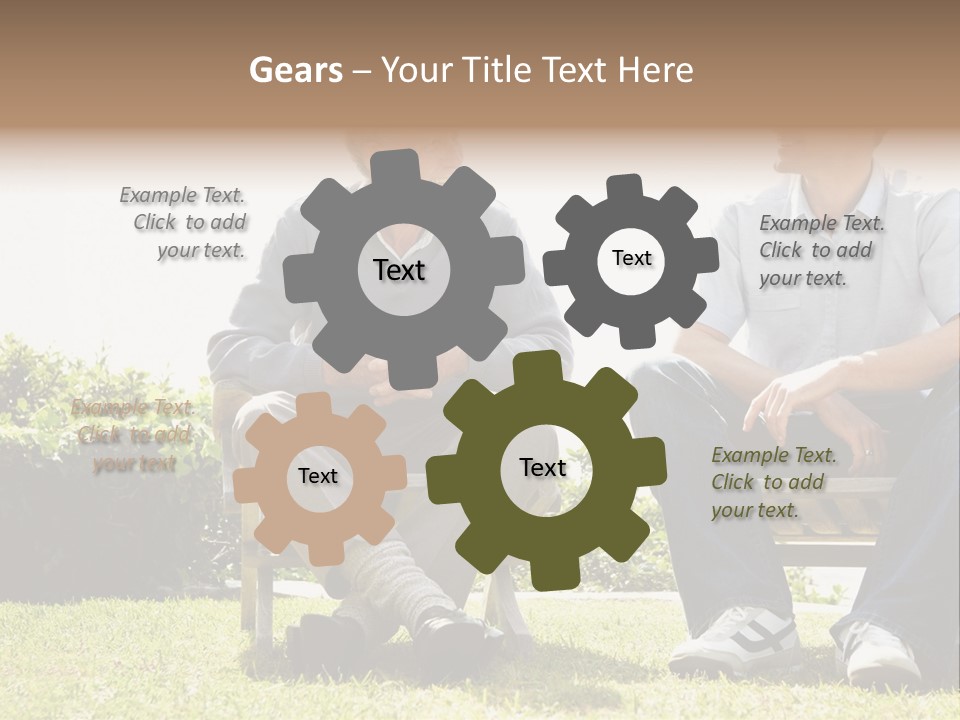 A Couple Of Men Sitting On Top Of A Bench PowerPoint Template