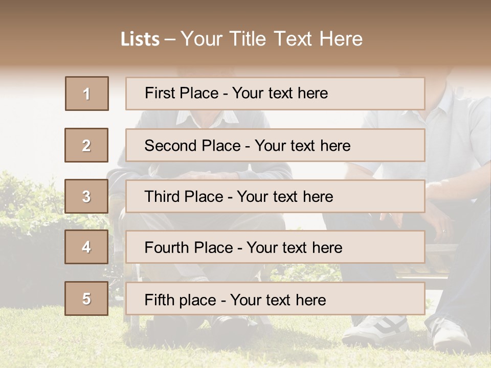 A Couple Of Men Sitting On Top Of A Bench PowerPoint Template