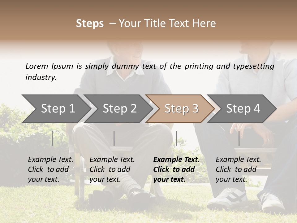 A Couple Of Men Sitting On Top Of A Bench PowerPoint Template