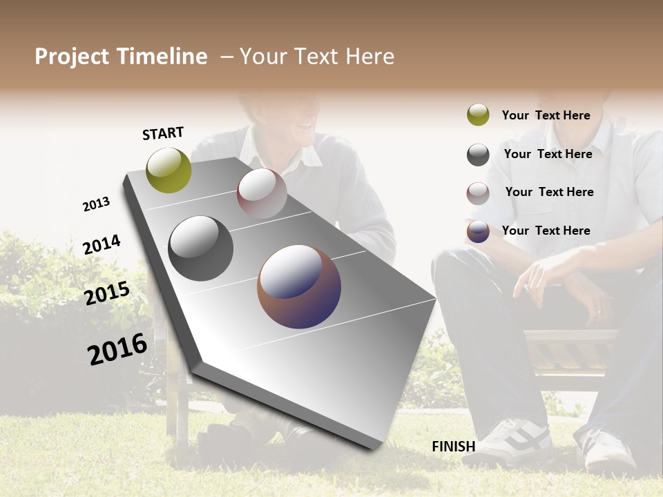 A Couple Of Men Sitting On Top Of A Bench PowerPoint Template