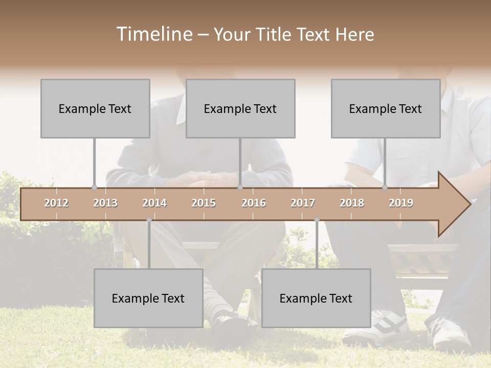 A Couple Of Men Sitting On Top Of A Bench PowerPoint Template