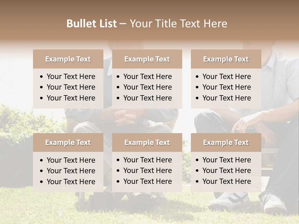 A Couple Of Men Sitting On Top Of A Bench PowerPoint Template