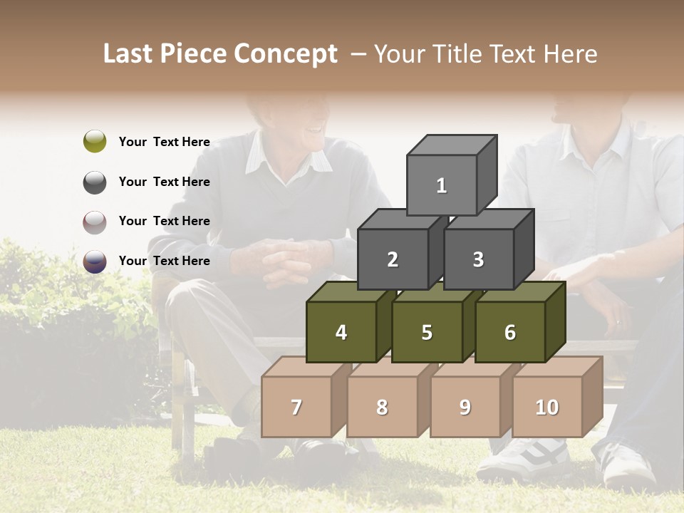 A Couple Of Men Sitting On Top Of A Bench PowerPoint Template