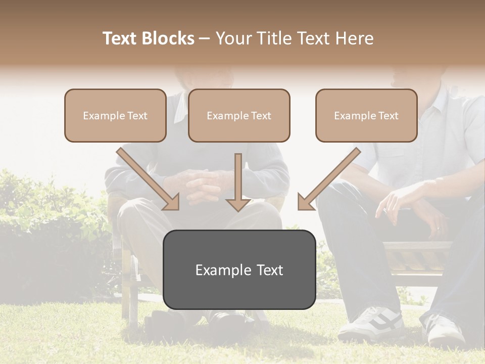 A Couple Of Men Sitting On Top Of A Bench PowerPoint Template