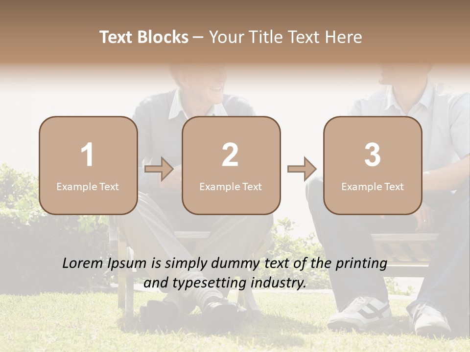 A Couple Of Men Sitting On Top Of A Bench PowerPoint Template