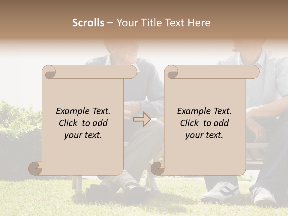 A Couple Of Men Sitting On Top Of A Bench PowerPoint Template