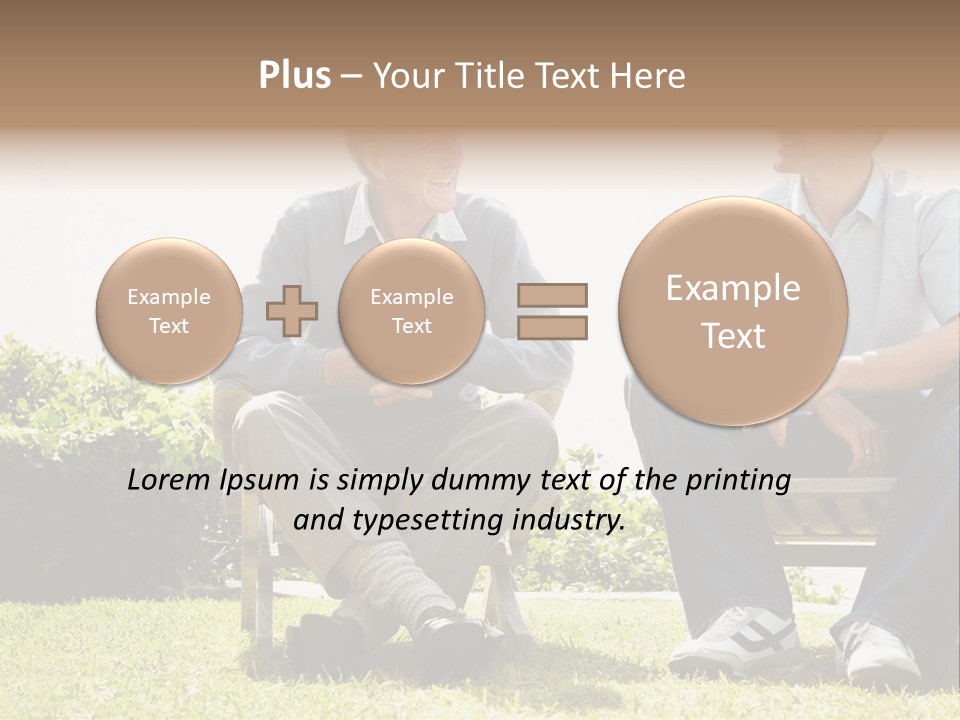 A Couple Of Men Sitting On Top Of A Bench PowerPoint Template