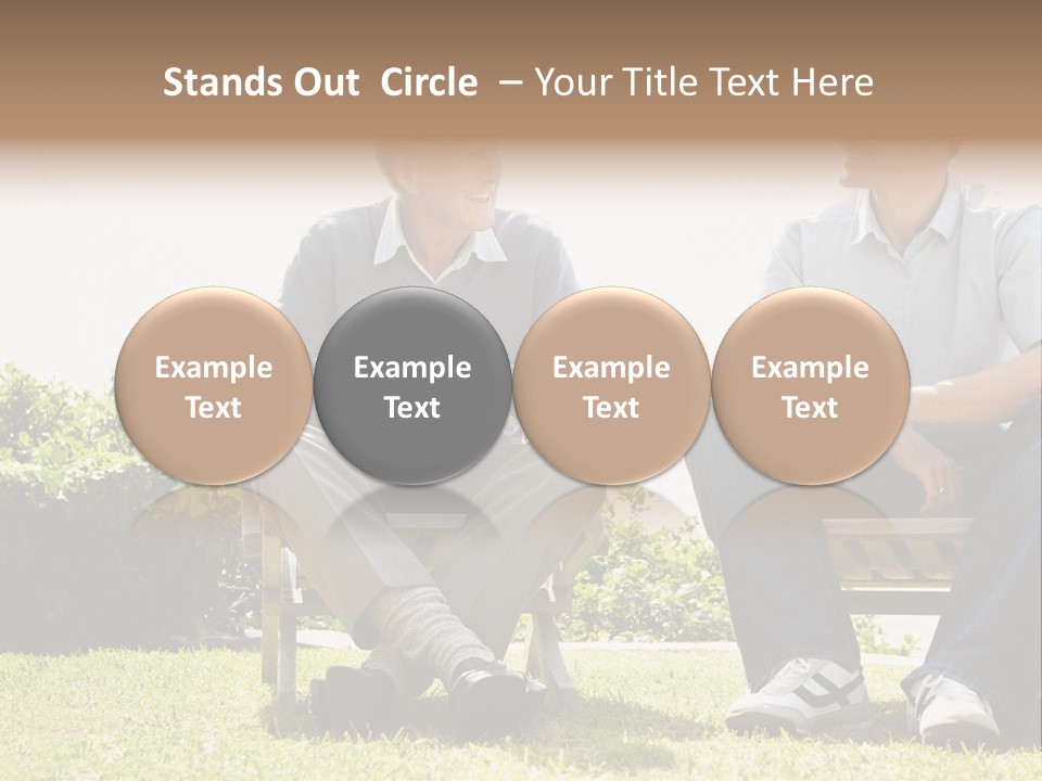 A Couple Of Men Sitting On Top Of A Bench PowerPoint Template