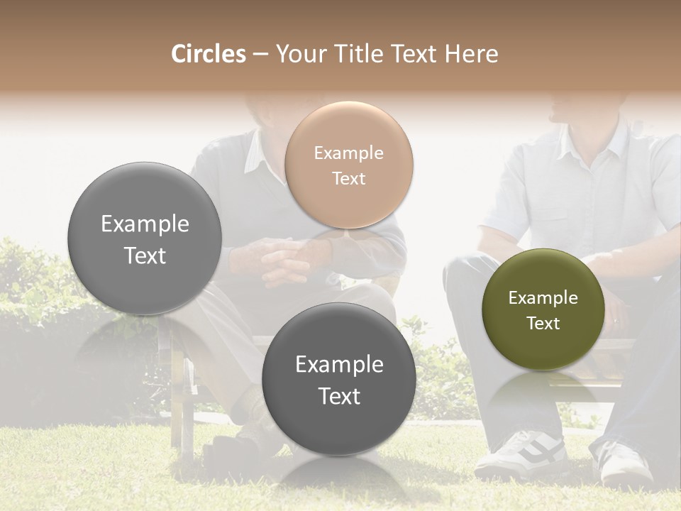 A Couple Of Men Sitting On Top Of A Bench PowerPoint Template