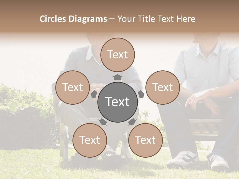 A Couple Of Men Sitting On Top Of A Bench PowerPoint Template