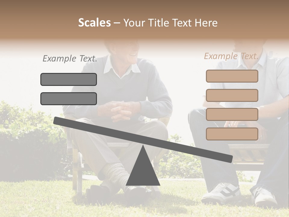 A Couple Of Men Sitting On Top Of A Bench PowerPoint Template