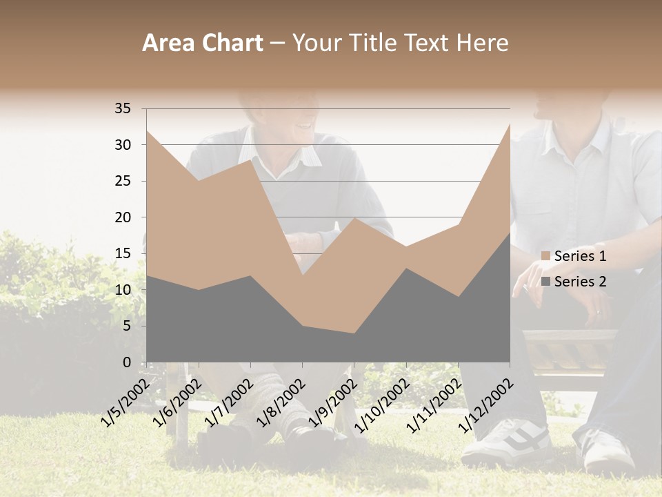 A Couple Of Men Sitting On Top Of A Bench PowerPoint Template