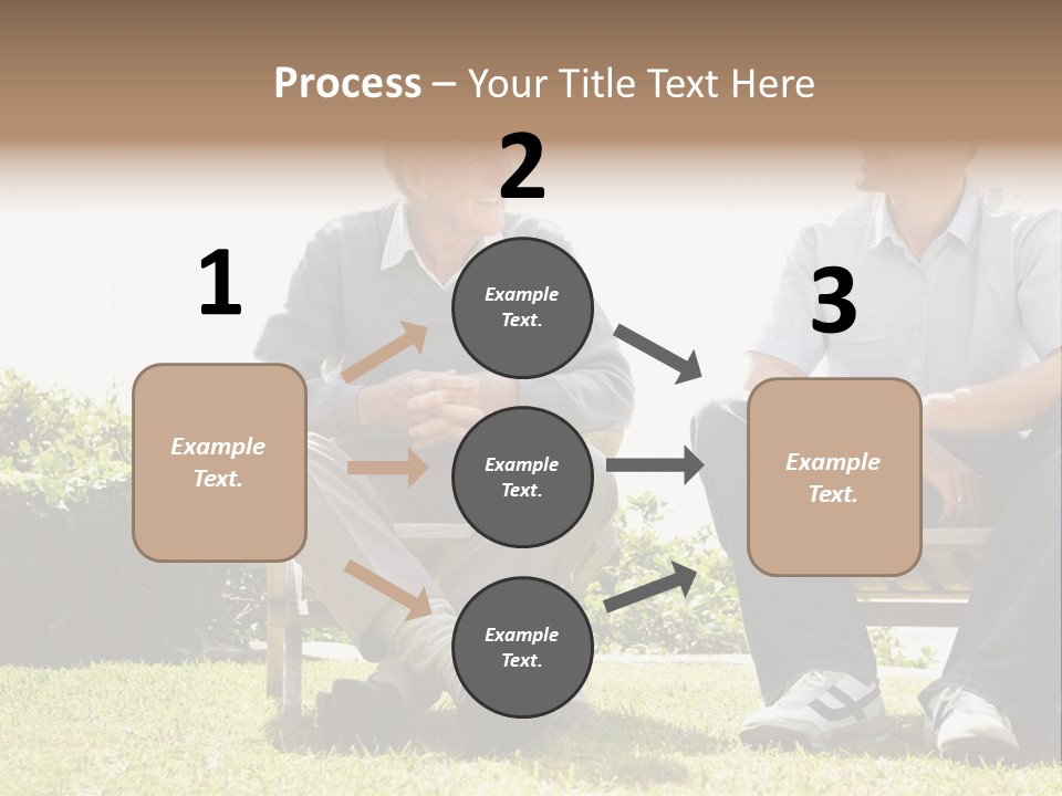 A Couple Of Men Sitting On Top Of A Bench PowerPoint Template