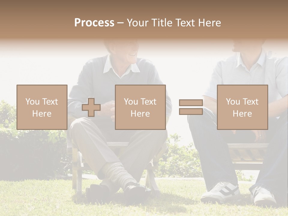 A Couple Of Men Sitting On Top Of A Bench PowerPoint Template