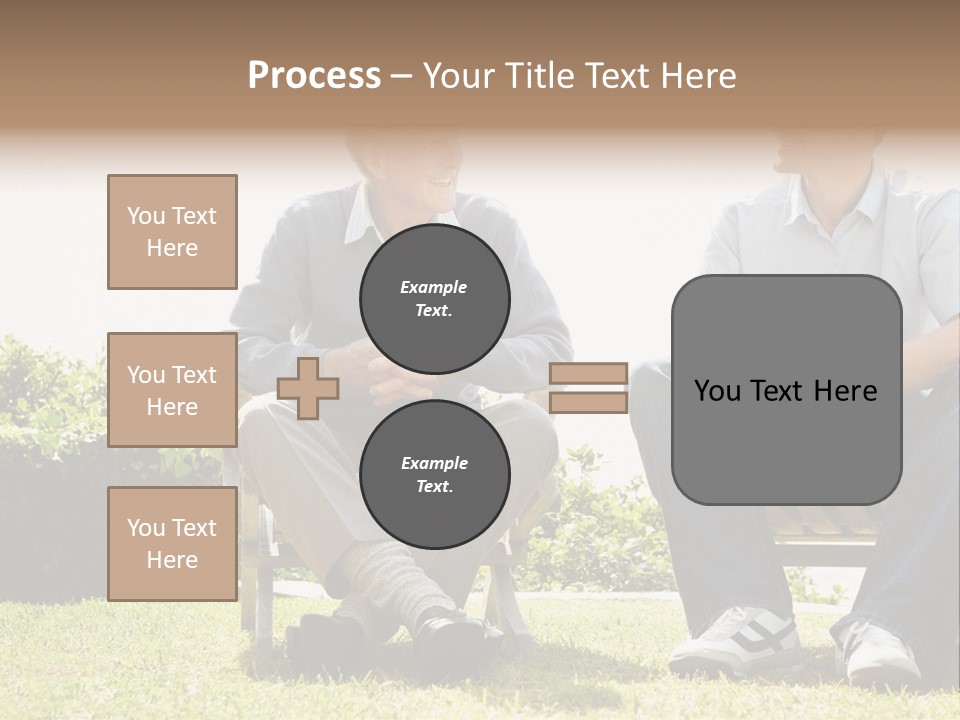 A Couple Of Men Sitting On Top Of A Bench PowerPoint Template
