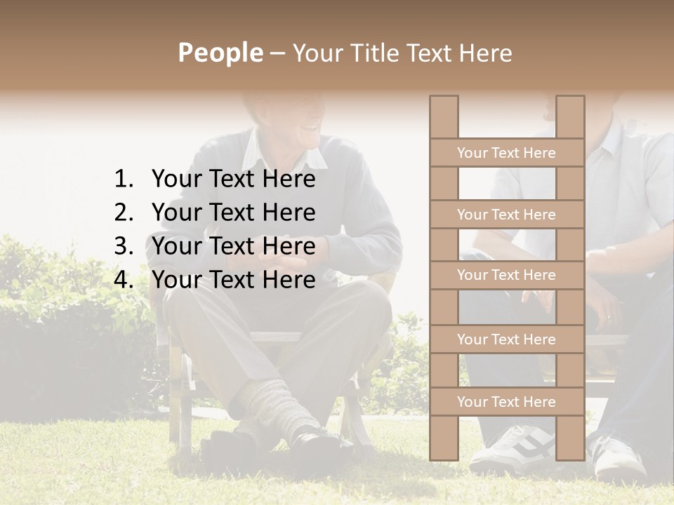 A Couple Of Men Sitting On Top Of A Bench PowerPoint Template