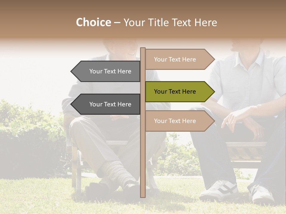 A Couple Of Men Sitting On Top Of A Bench PowerPoint Template