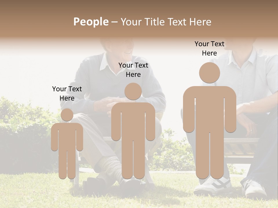 A Couple Of Men Sitting On Top Of A Bench PowerPoint Template